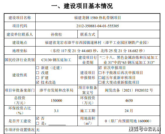福建龙钢新型材料将建1580mm热轧带钢项目！ 